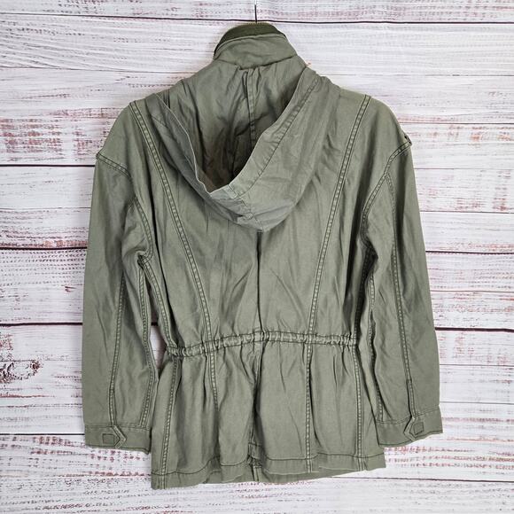 American Eagle Barn Chore Coat S Military Green Utility Snap Zip Jacket Pockets - Picture 2 of 13